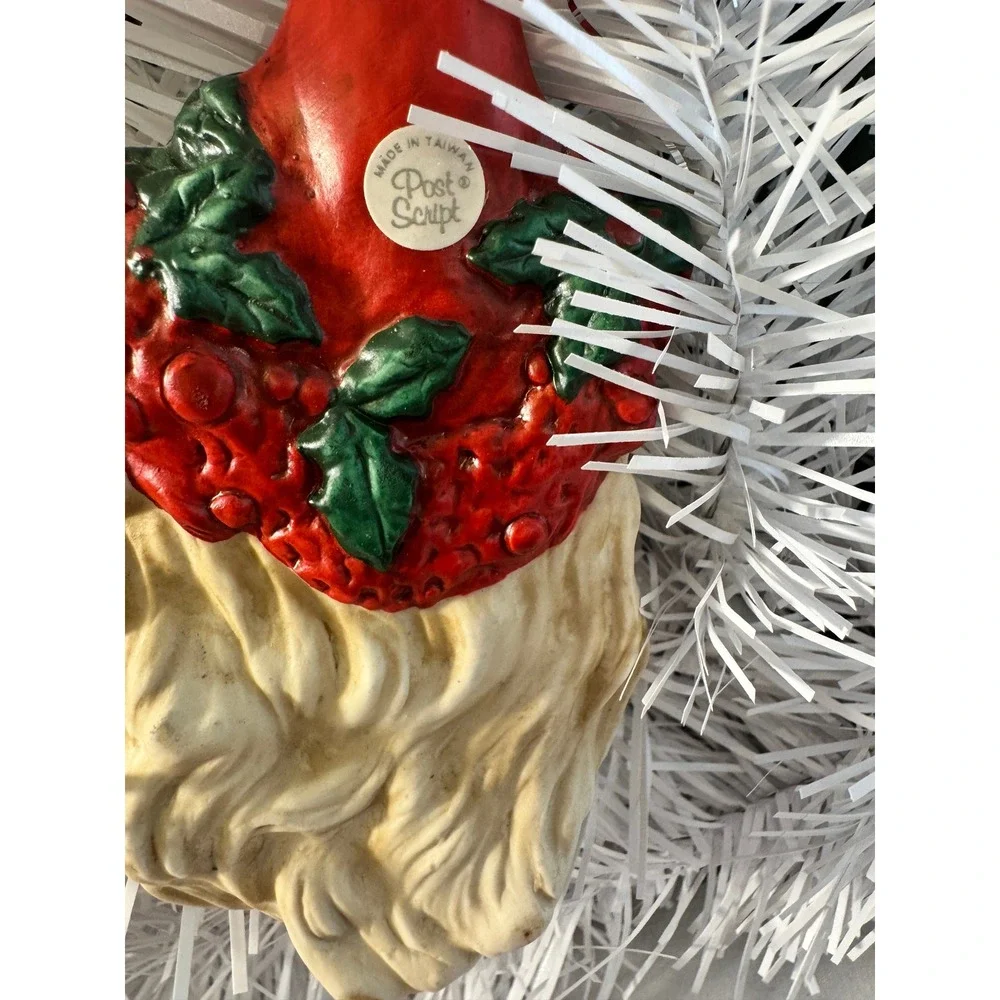 Santa Claus Ornaments Red White Vintage Style Set of 2